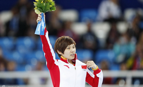 短道速滑女500米决赛李坚柔为中国夺得首金