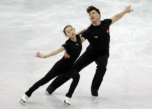 索契冬奥会在即张昊彭程赛前训练组图