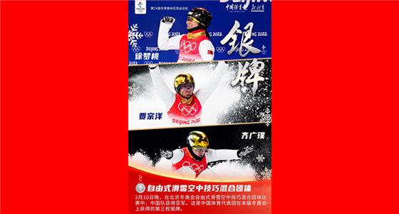 中国队夺得自由式滑雪空中技巧混合团体亚军